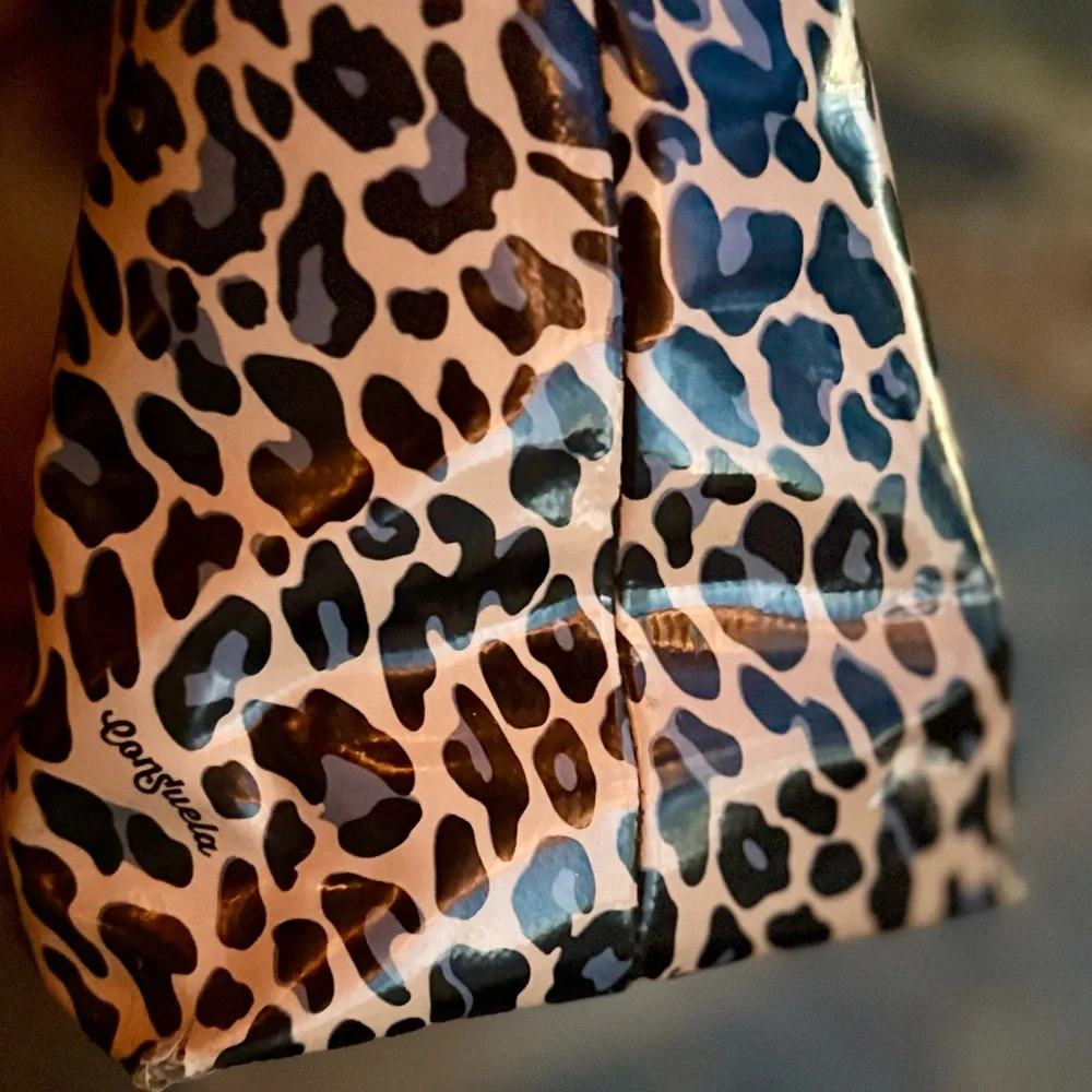 Consuela Blue Jag Zipper Tote | Leopard Print Travel & Beach Bag | Retired - Picture 13 of 17